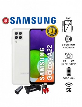 Smartphone SAMSUNG - A22 - 5G - 4- 64Go - Blanc - Garantie 1An