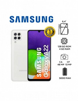 Smartphone SAMSUNG - A22 - 4GB - 128GB - Blanc- Garantie 1An