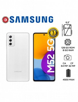 Smartphone Samsung - M52 (21) - 5G/DS - 8GB - 128 GB - Blanc -Garantie 1An