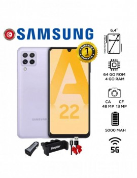 Smartphone SAMSUNG - A22 - 5G - 4- 64Go - Lavender - Garantie 1An
