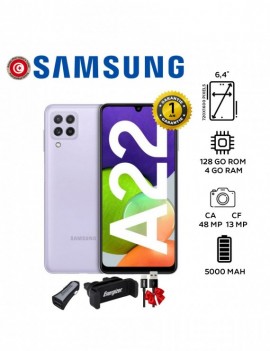 Smartphone SAMSUNG - A22 - 4GB - 128GB - Lavender- Garantie 1An